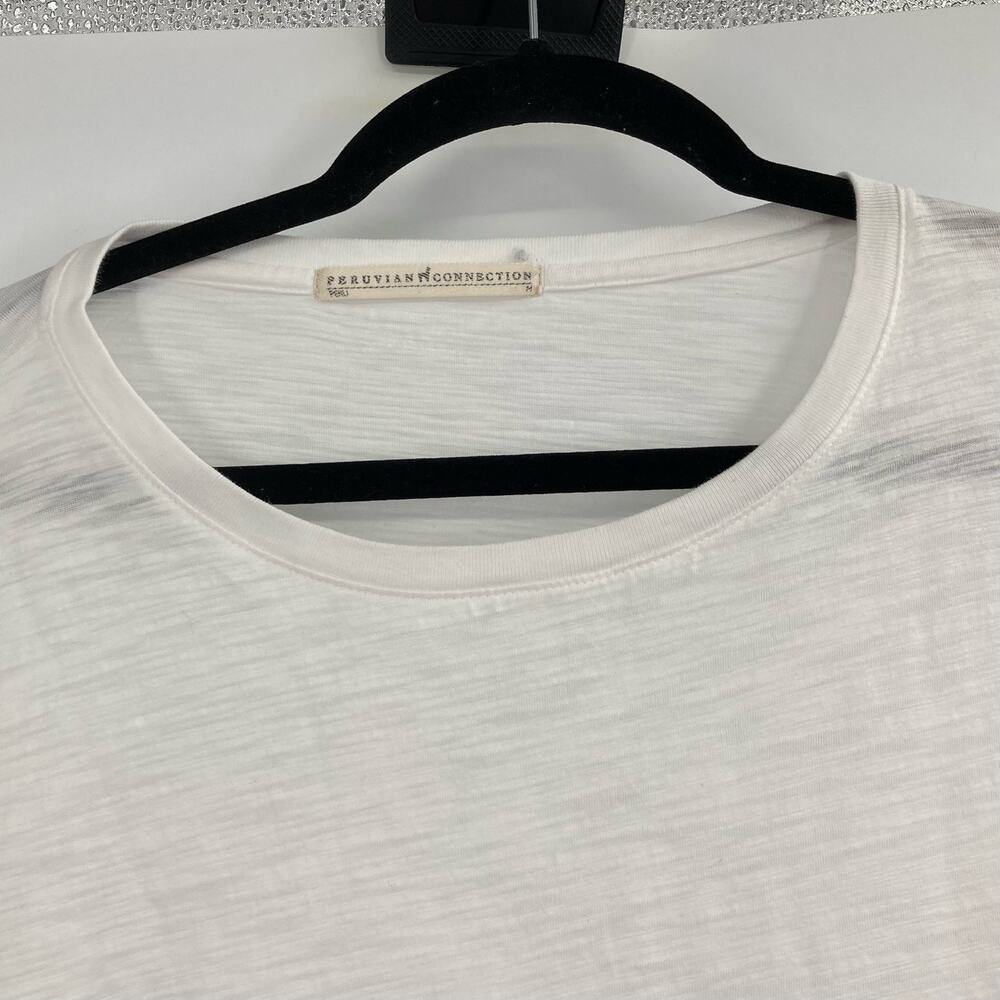 Peruvian Connection Asymmetrical White Tunic Top … - image 3